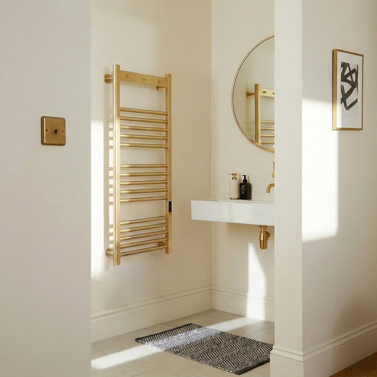 Kartell K-VIT Toro brushed brass electric towel rail