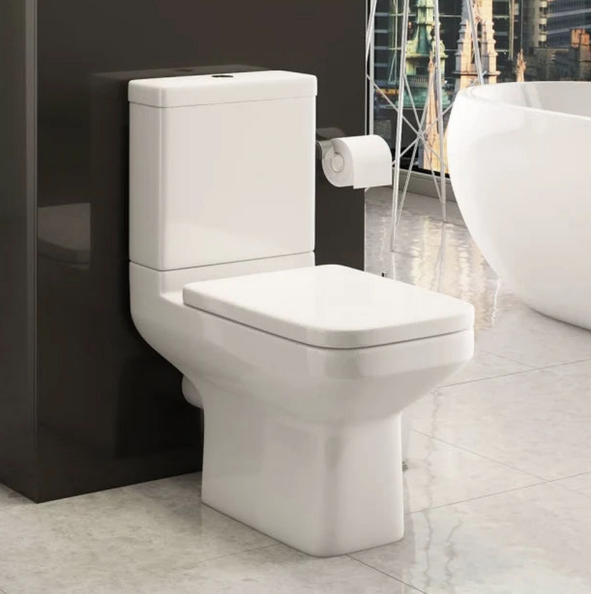Kartell K-VIT Trim Close Coupled WC with Soft Close Seat- White Gloss (POT471TR-POT472TR)