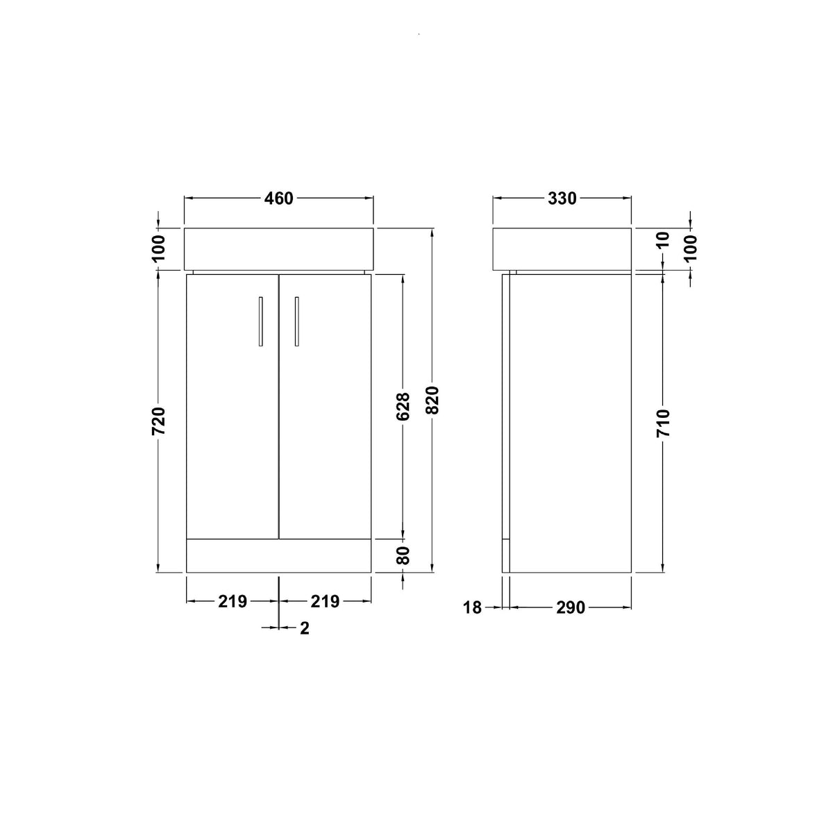 Nuie Mayford 2 Door Floor Standing Vanity Unit With Basin – 450mm, 550mm & 650mm, photo 5