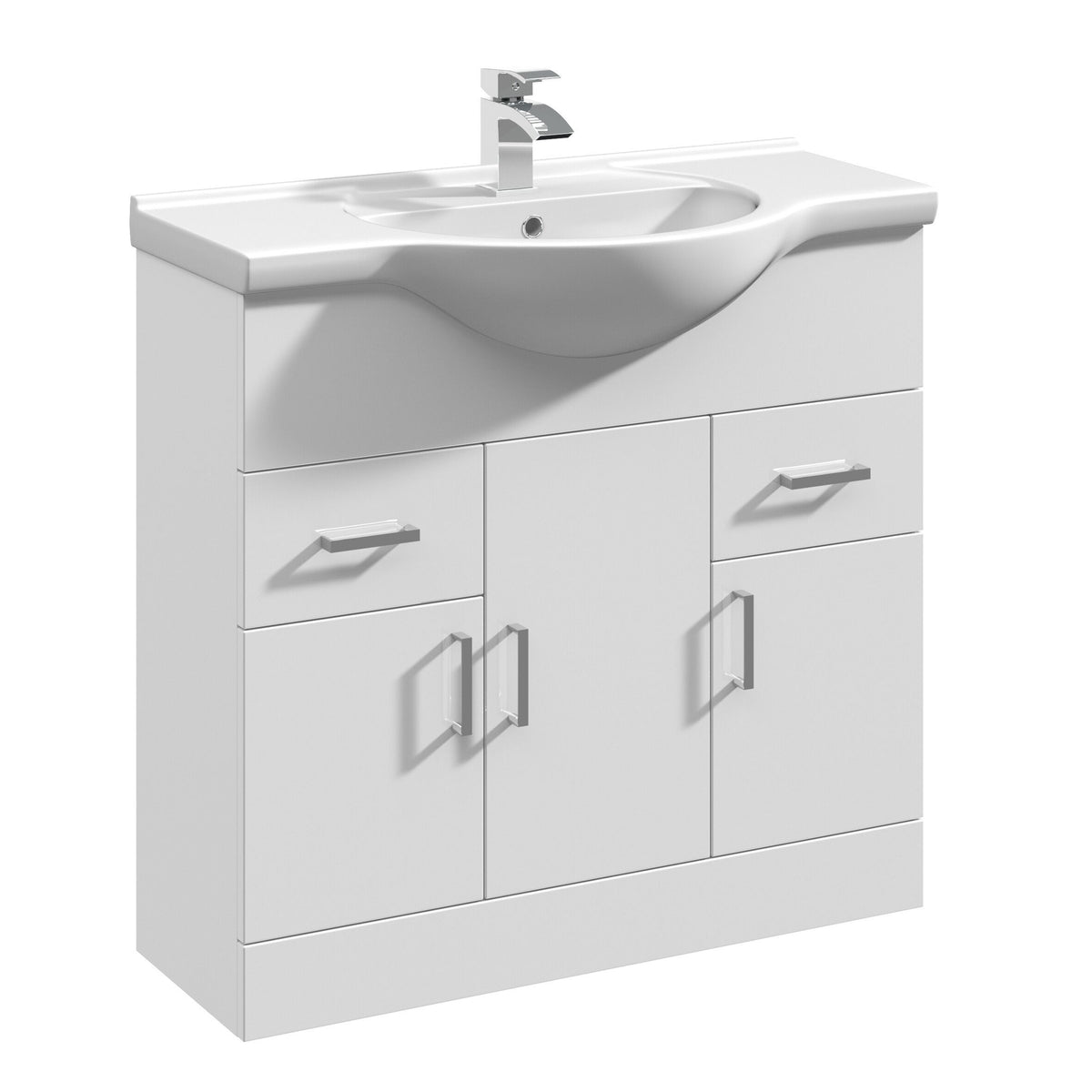 Nuie Mayford 3 Door 2 Drawer Floor Standing Vanity Unit With Basin – 750mm & 850mm, photo 2