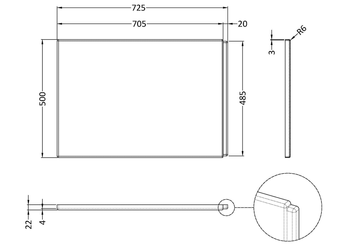 Nuie 725mm Acrylic B-Shaped Shower Bath End Panel – European White, photo 3