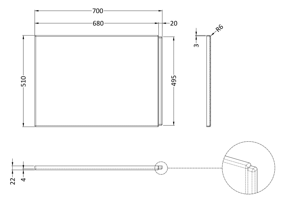 Nuie 700mm P-Shaped Acrylic Shower Bath End Panel – European White, photo 3