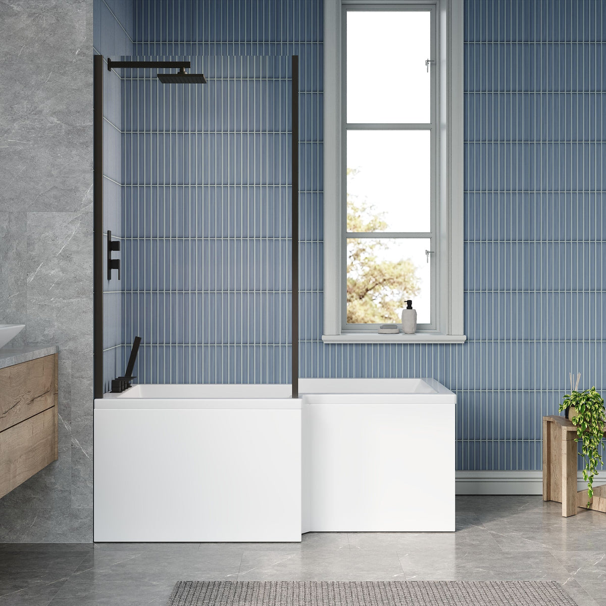 Nuie Square Shower Bath With Legs – 1500mm, 1600mm & 1700mm