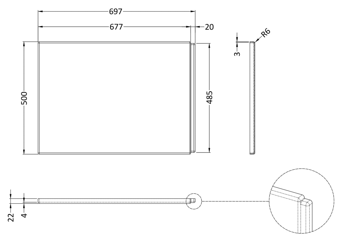 Nuie 700mm L-Shaped Acrylic Shower Bath End Panel – European White, photo 3