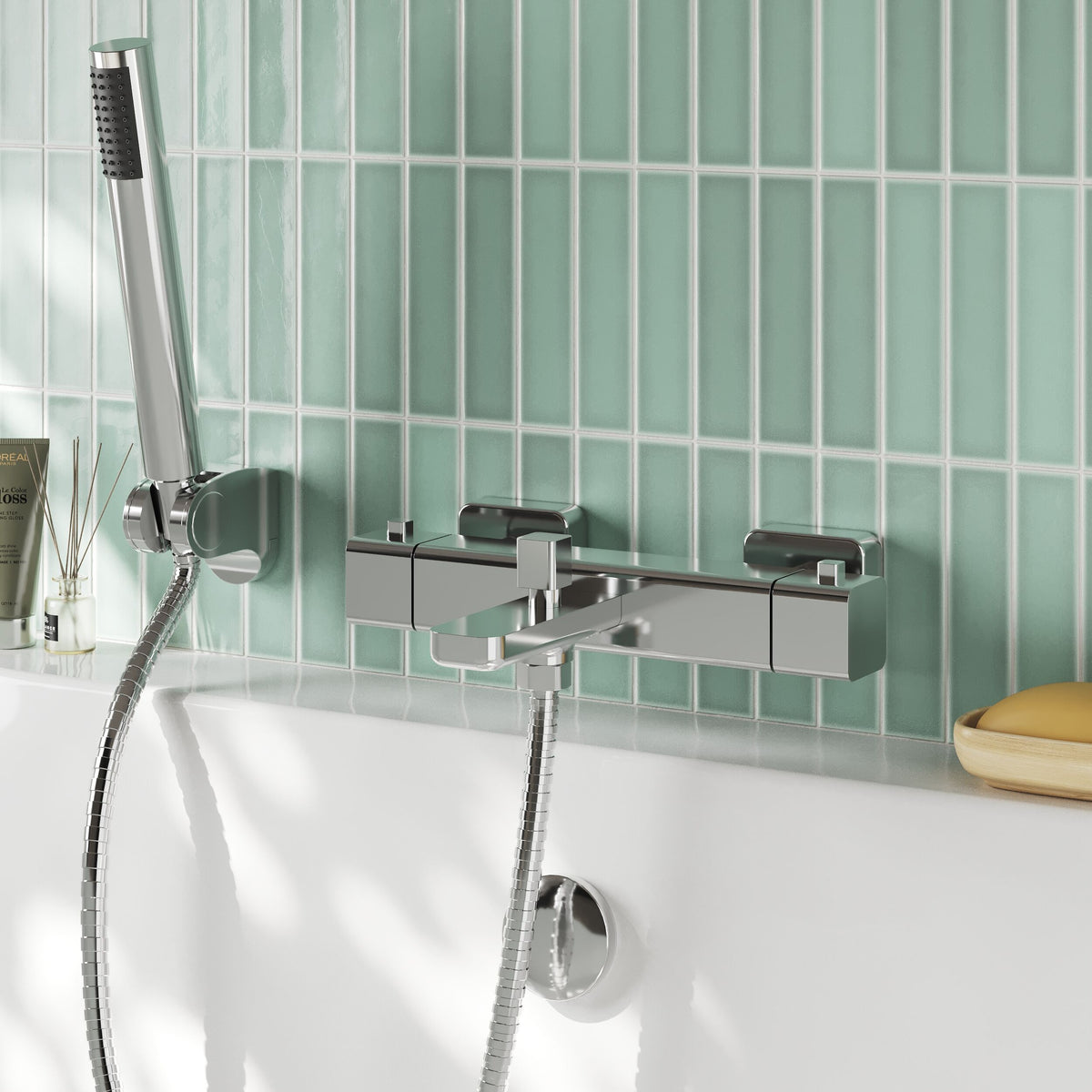 Nuie Windon Wall Mounted Thermostatic Bath Shower Mixer – Chrome