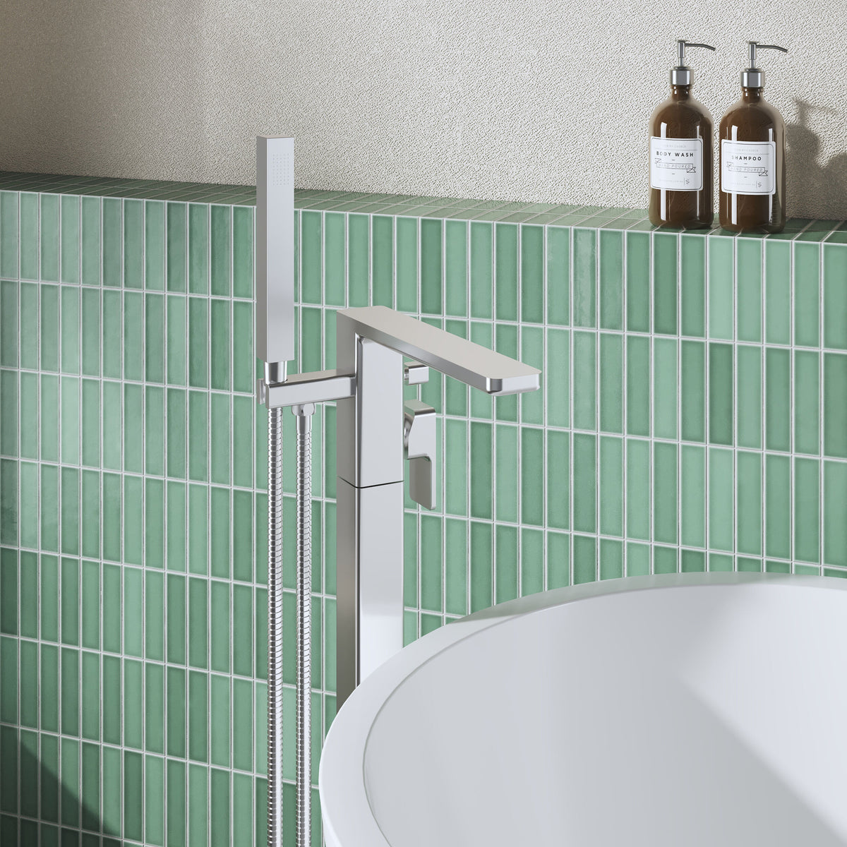 Nuie Windon Free Standing Bath Shower Mixer – Chrome, photo 4