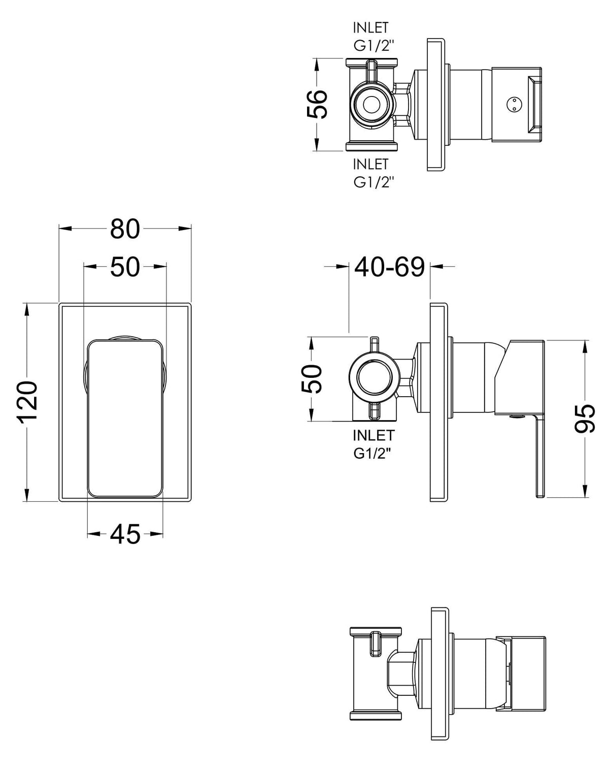 Nuie Windon Manual Shower Valve – Chrome, photo 3