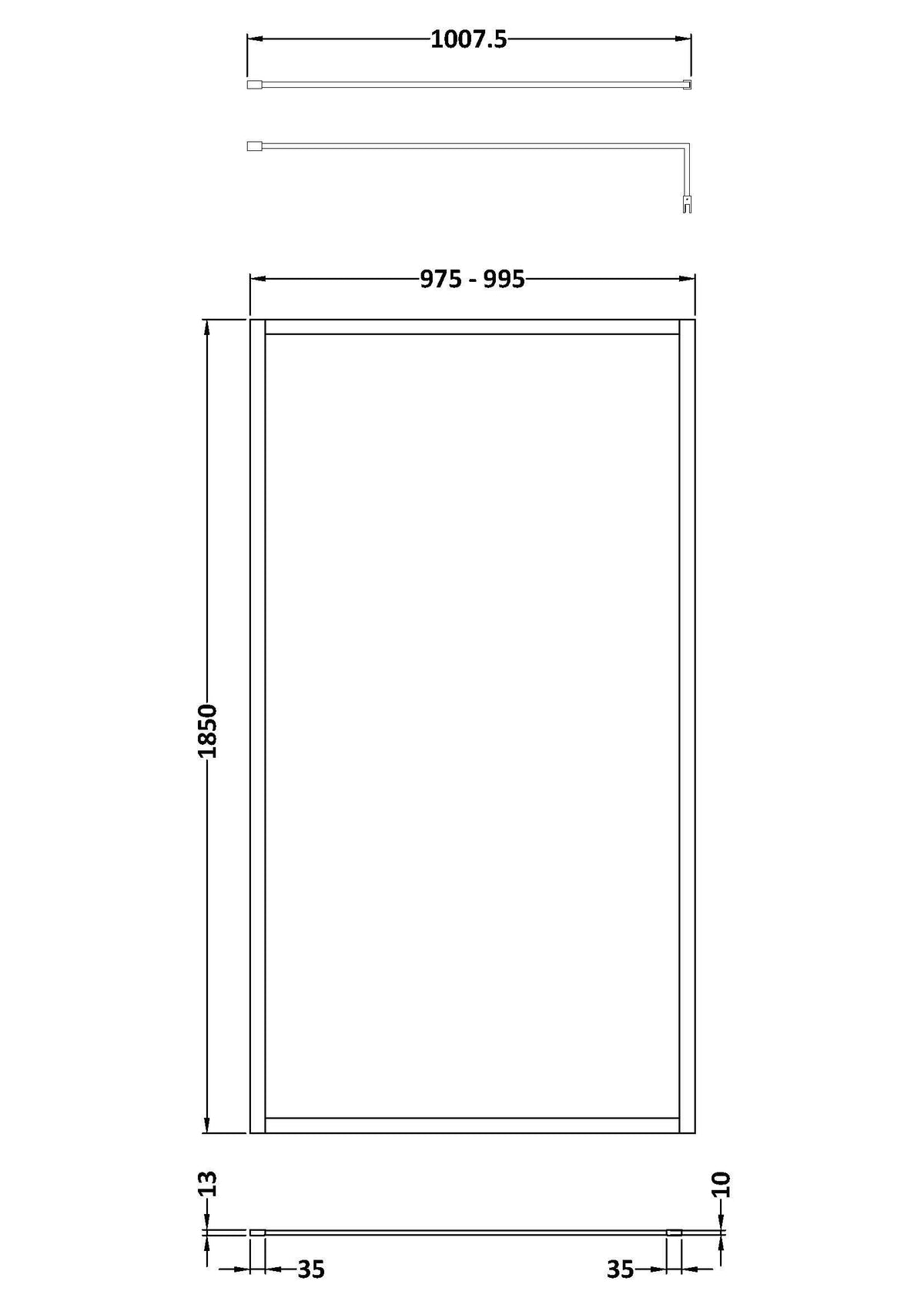 Nuie Outer Frame Wetroom Screen – 700mm, 760mm, 800mm, 900mm, 1000mm, 1100mm, 1200mm & 1400mm, photo 8