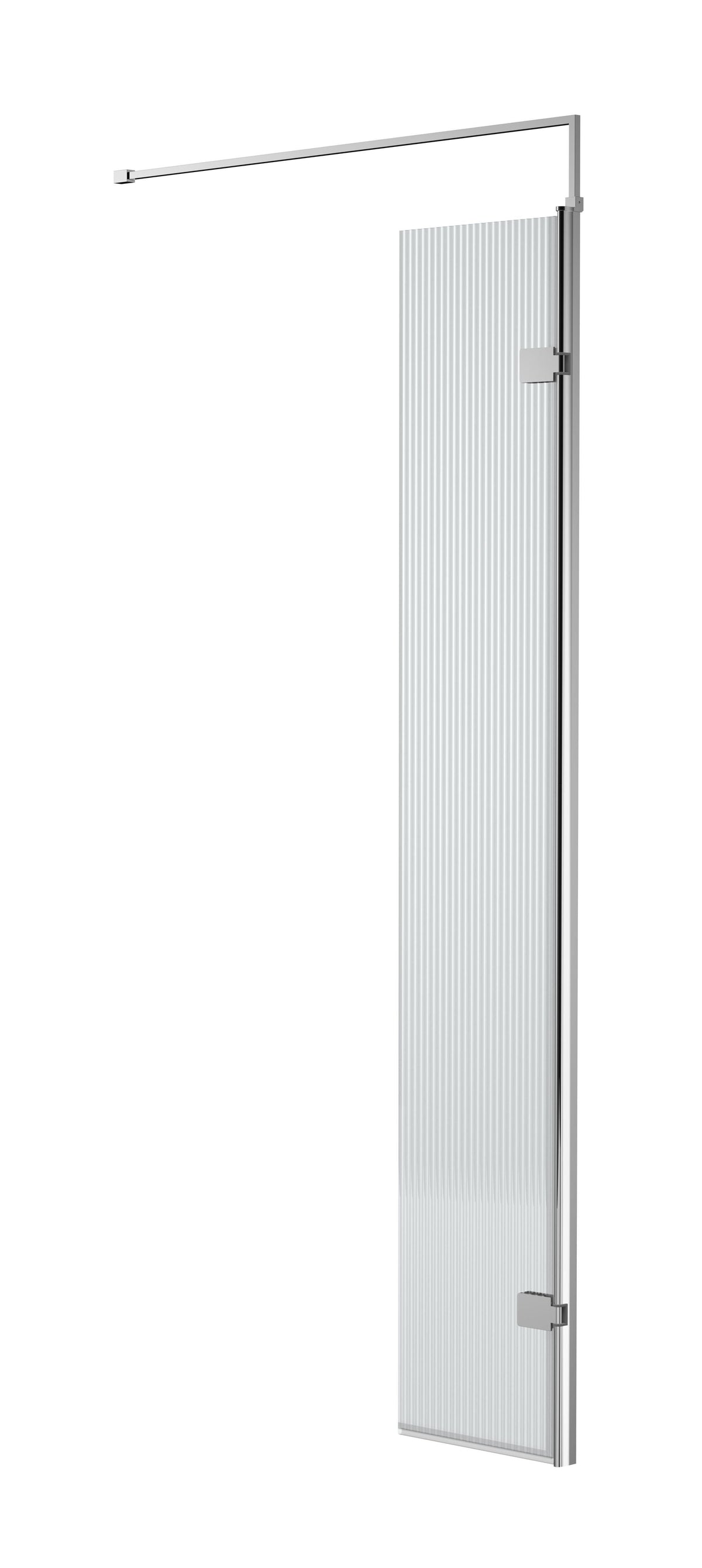 Nuie 320mm Fluted Hinged Wetroom Screen With Support Bar – Chrome