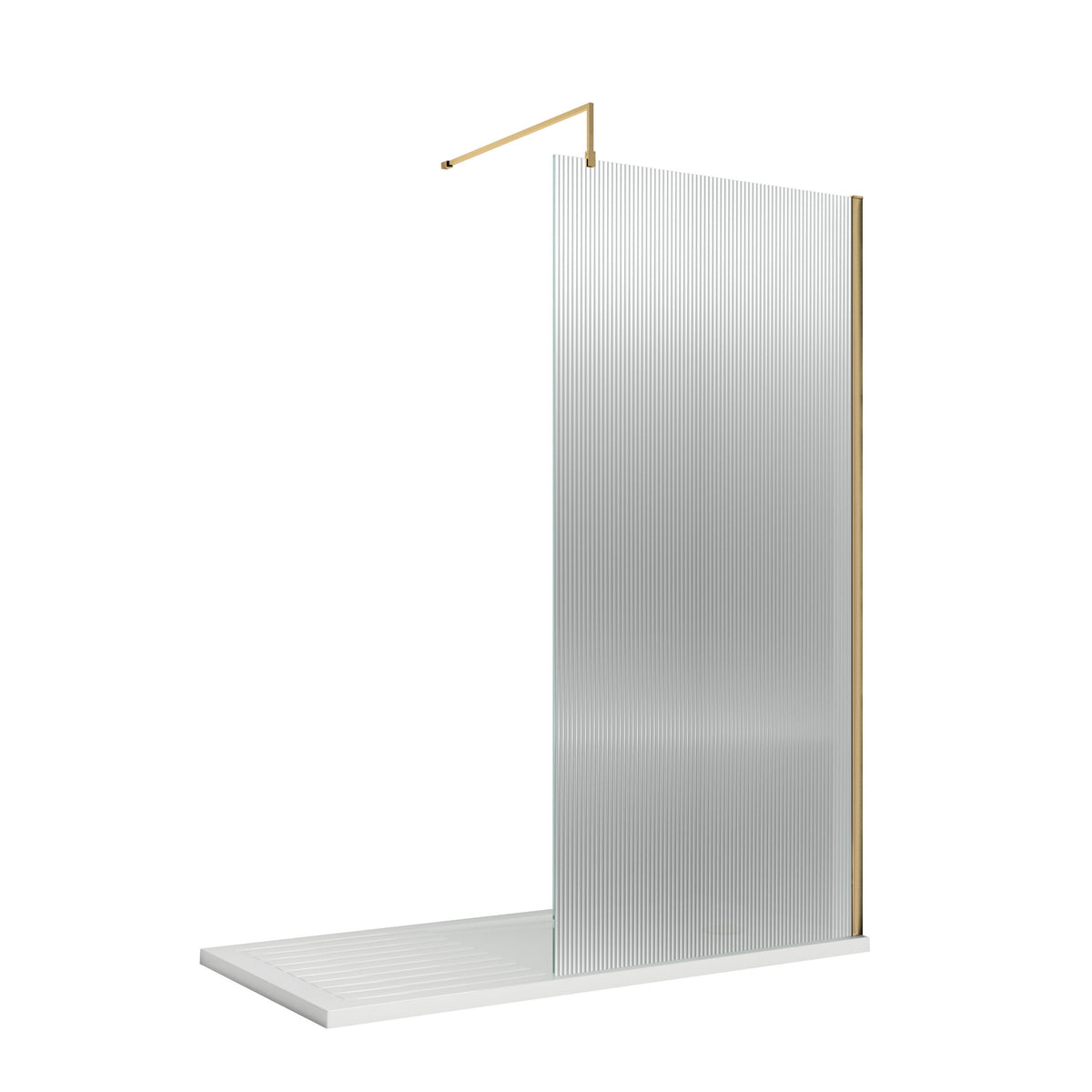 Nuie Semi-Frameless Fluted Wetroom Screen With Support Bar – 800mm, 900mm & 1000mm, photo 5