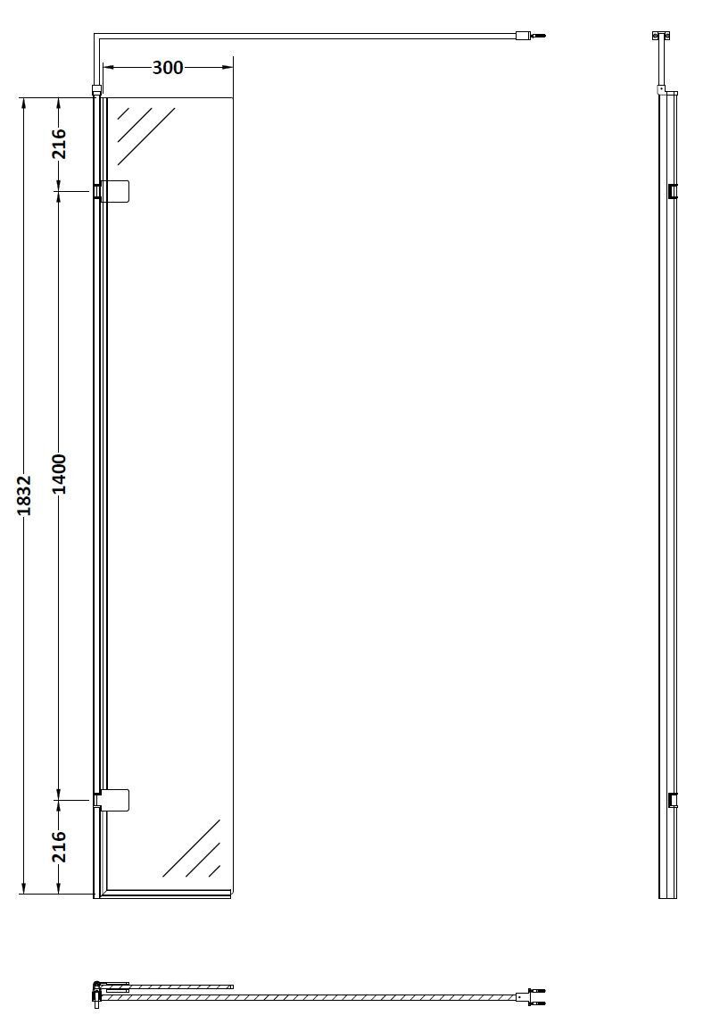 Nuie Frameless Wetroom Screen – 250mm, 300mm, 700mm, 760mm, 800mm, 900mm, 1000mm, 1100mm, 1200mm & 1400mm, photo 4