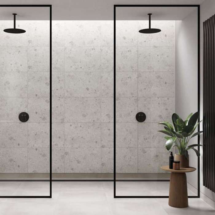 Multipanel Tile White Terrazzo XL Offset Bathroom Wall Panel 2400 x 598mm – Matt, photo 3