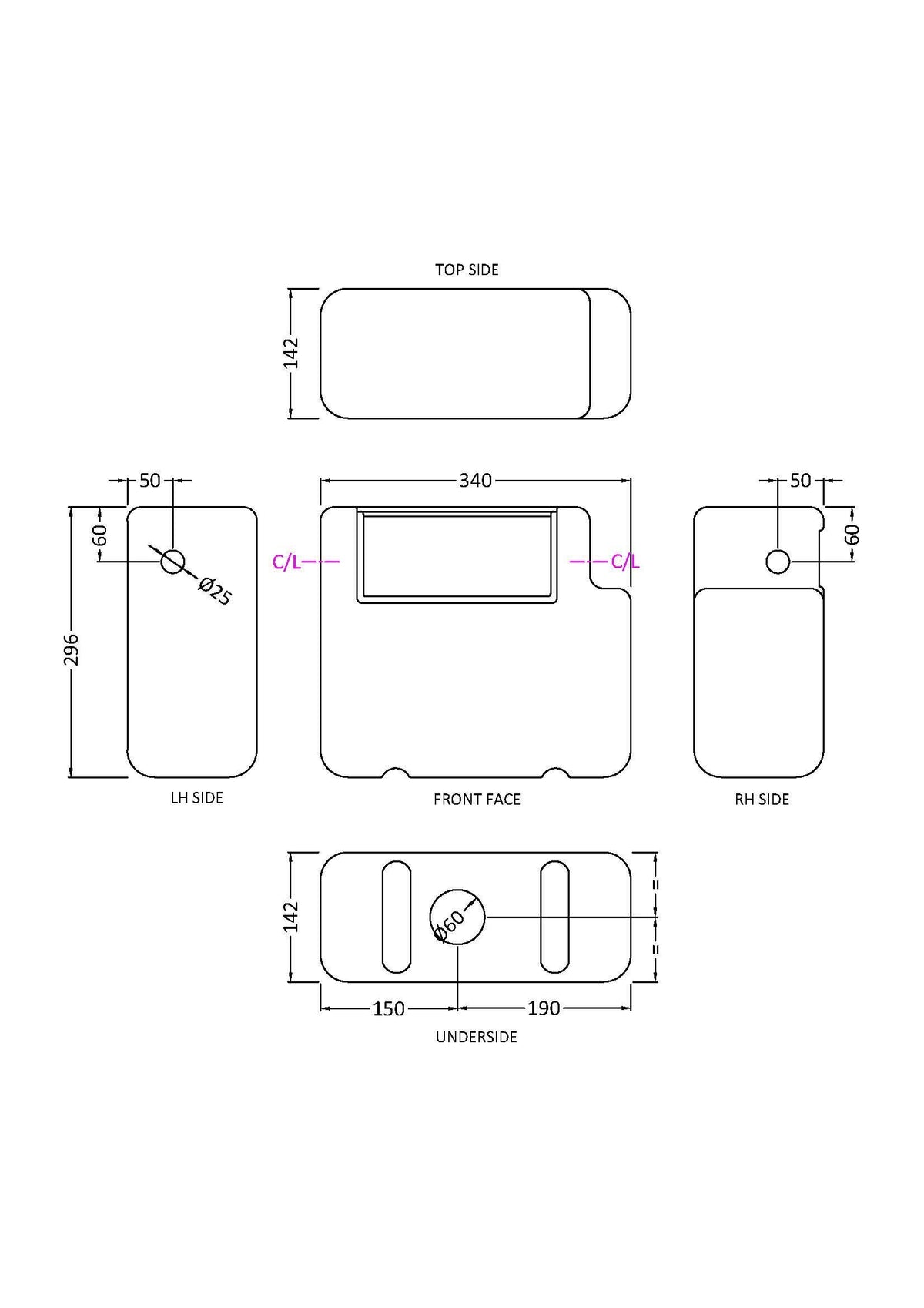 Nuie Dual Flush Side Inlet Concealed Cistern – White, photo 2