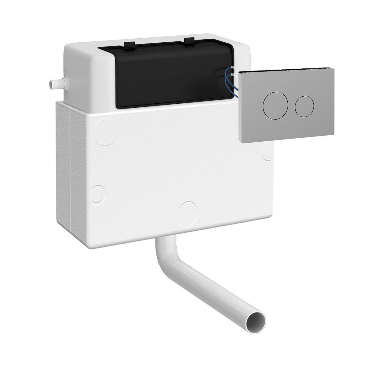 Nuie Universal Access Pneumatic Dual Flush Concealed Cistern with Round Dual Flush Button – Chrome, Matt Black, Brushed Brass or Matt White