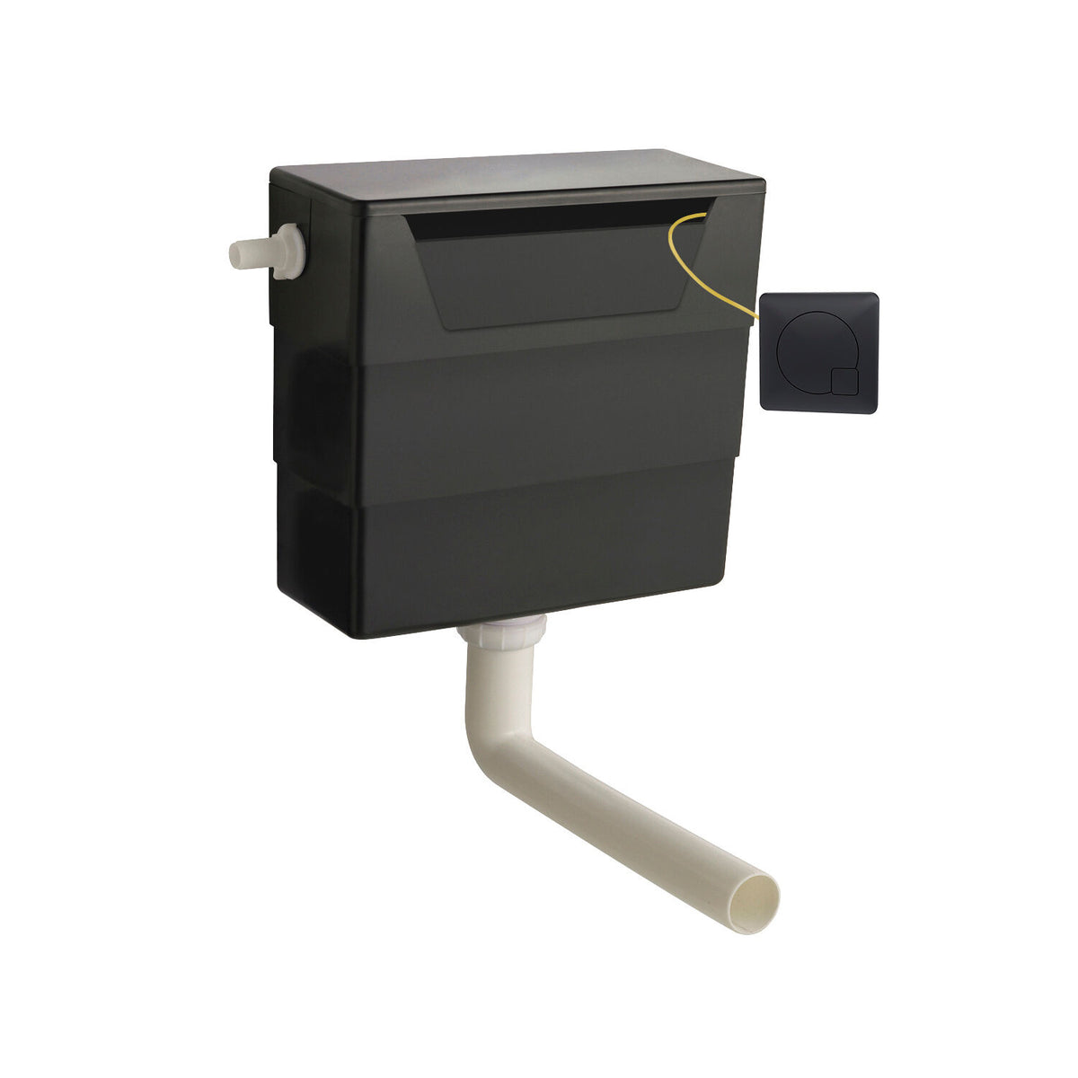 Nuie Concealed Cistern With Matt Contemporary Dual Flush Plate – Black