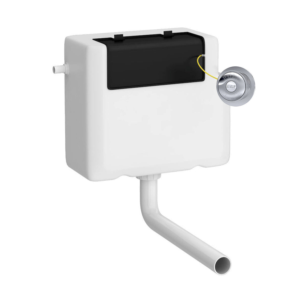 Nuie Universal Access Side Inlet Cistern With Square Traditional Dual Flush Plate – Chrome, Matt Black or Brushed Brass