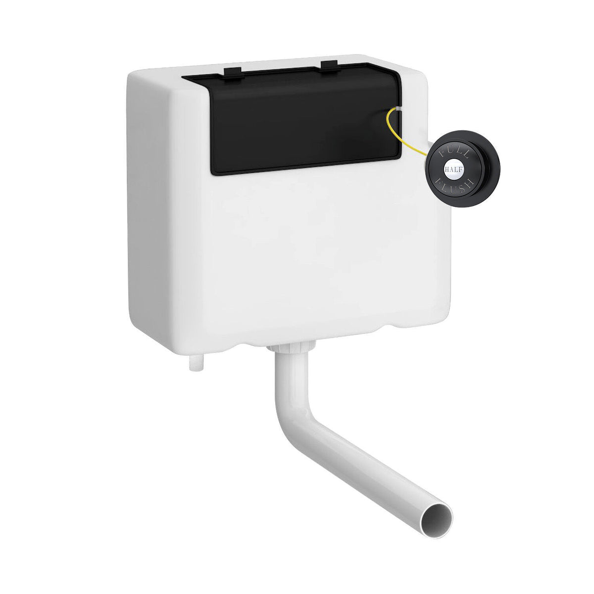 Nuie Universal Access Bottom Inlet Cistern With Square Traditional Dual Flush Plate – Chrome, Matt Black or Brushed Brass, photo 2