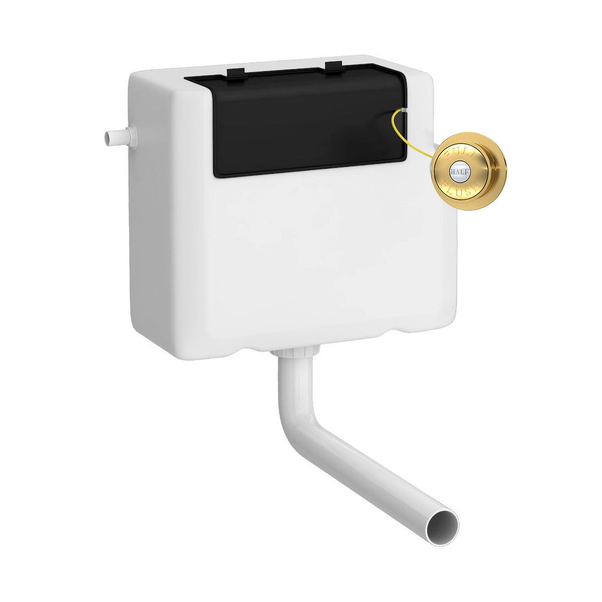 Nuie Universal Access Side Inlet Cistern With Square Traditional Dual Flush Plate – Chrome, Matt Black or Brushed Brass, photo 3
