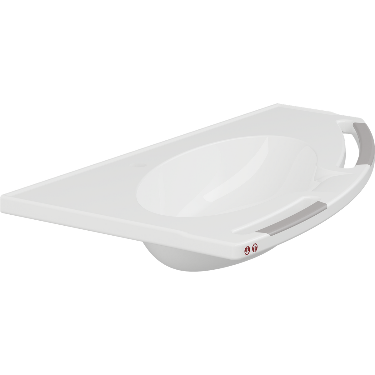 Pressalit MATRIX ANGLE DEEP wash basin with operating buttons, right-facing, without overflow