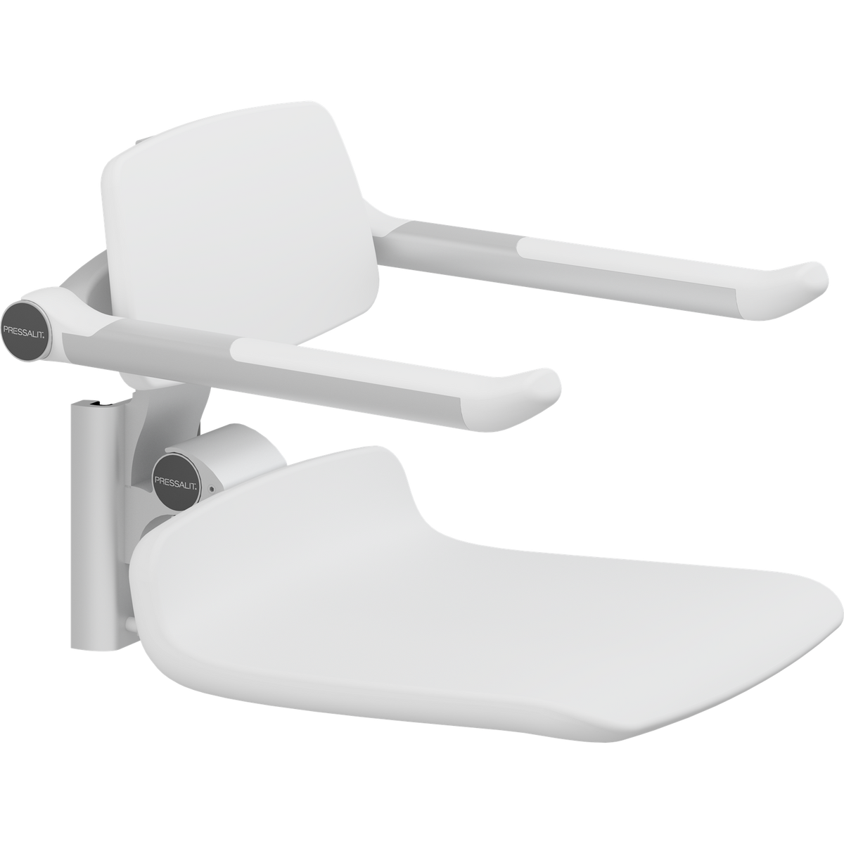 Pressalit PLUS replacement shower seat – 450 mm – Back & Armrests, Standard Seat, White