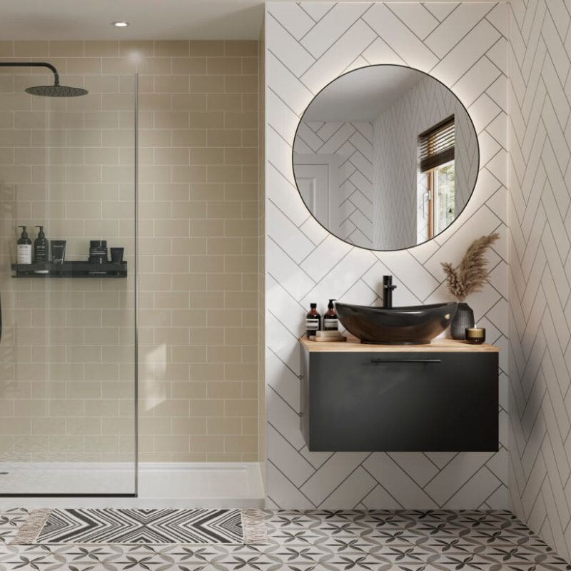 Multipanel Tile Alpine White Herringbone Bathroom Wall Panel 2400 x 598mm – Matt, photo 2