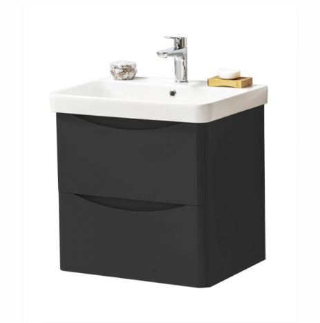 Kartell K-VIT Arc 600mm Wall Mounted 2 Drawer Unit With Ceramic Basin- Matt Graphite (ARC600WM-G FUR149ME)