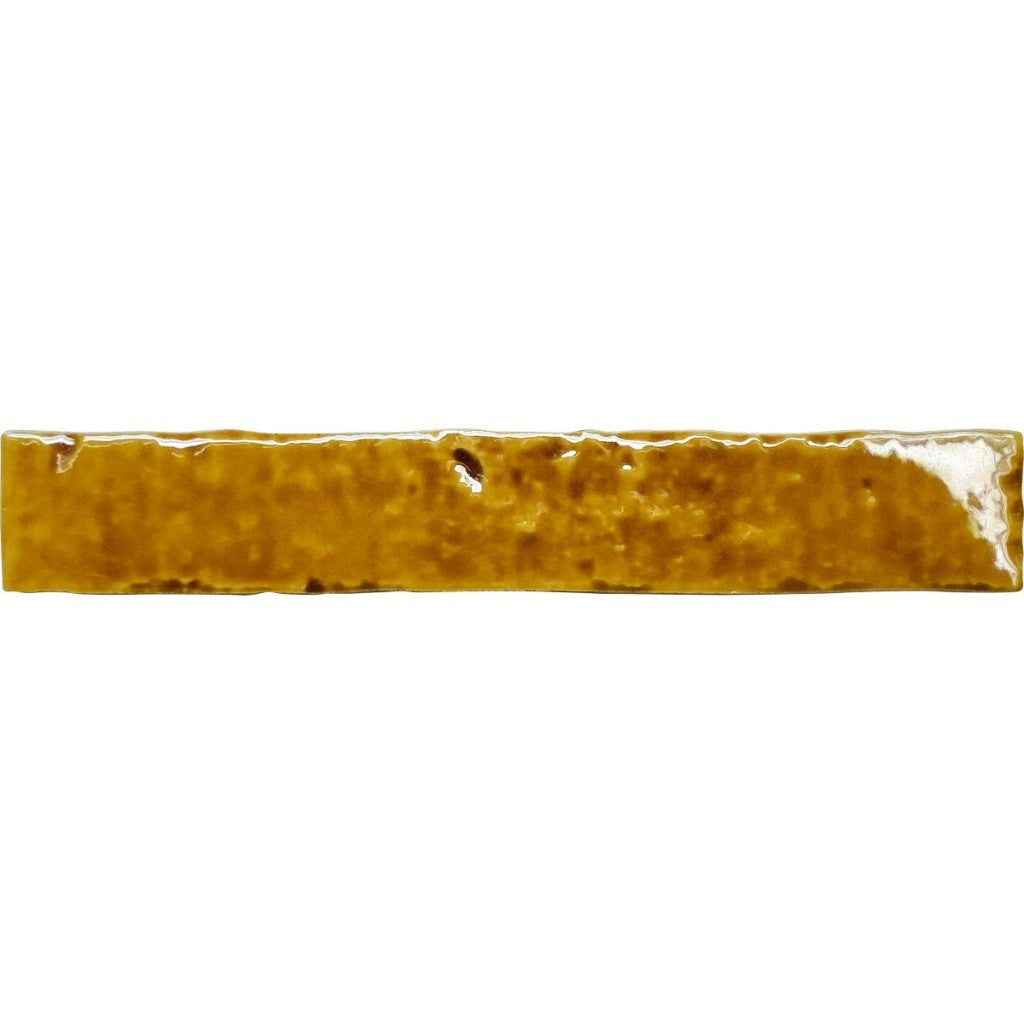 Avalon mustard crackle gloss finger tile close-up