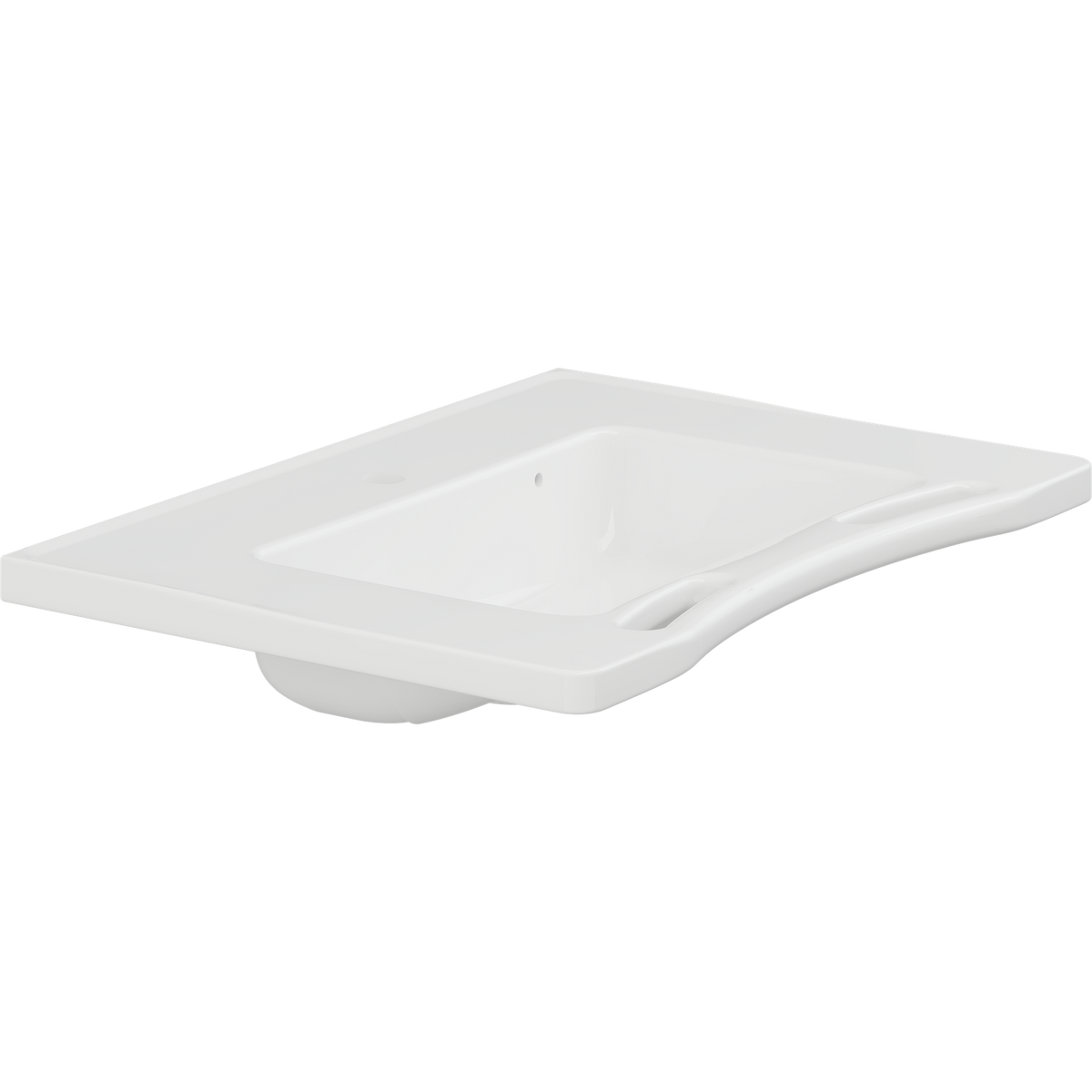 Pressalit MATRIX MEDIUM wash basin with overflow and integrated handrails, white