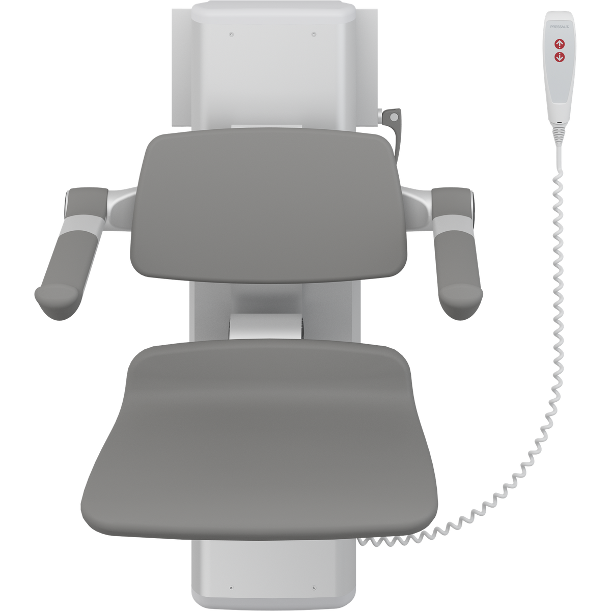 Pressalit PLUS electric shower seat 450 – armrests folded