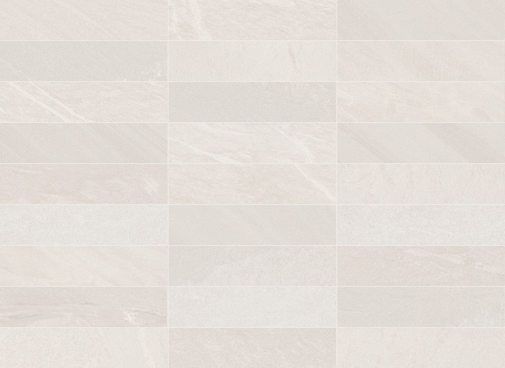 Branford ivory stone effect matt porcelain wall and floor tile 70x280mm
