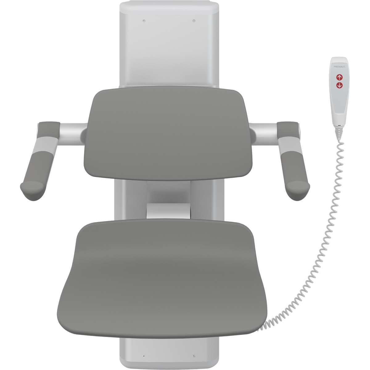 Pressalit PLUS electric height adjustable shower seat 450 – in use