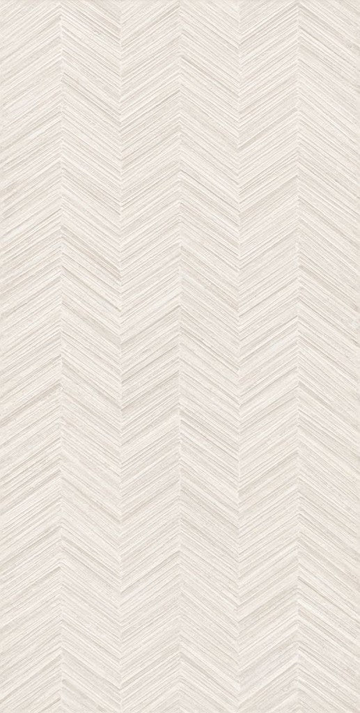 Carmel White Herringbone Decor Matt Porcelain Wall Tile 600x1200mm, view 3