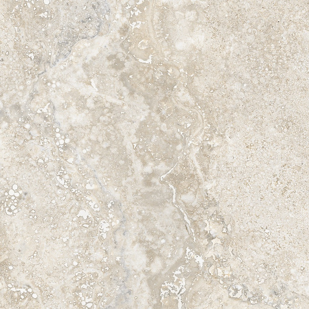 Charleston beige travertine-effect matt porcelain 600x600mm tile, surface detail