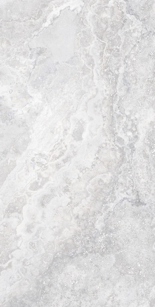 Charleston grey travertine-effect matt porcelain 600x1200mm tile, room setting