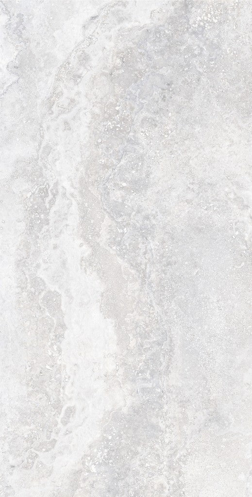 Charleston grey travertine-effect matt porcelain 600x1200mm tile, surface detail