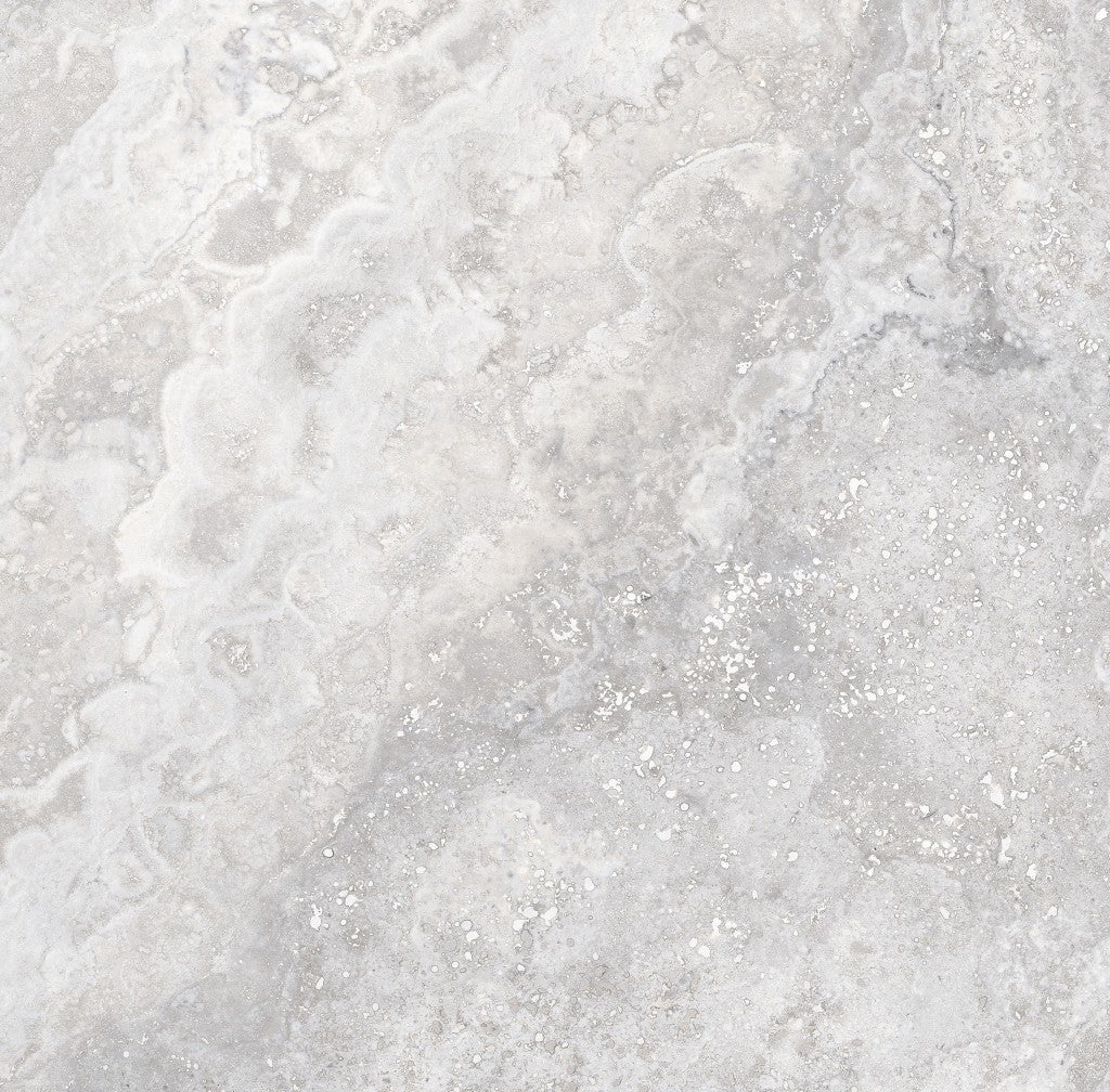Charleston grey travertine-effect matt porcelain 600x600mm tile, surface detail