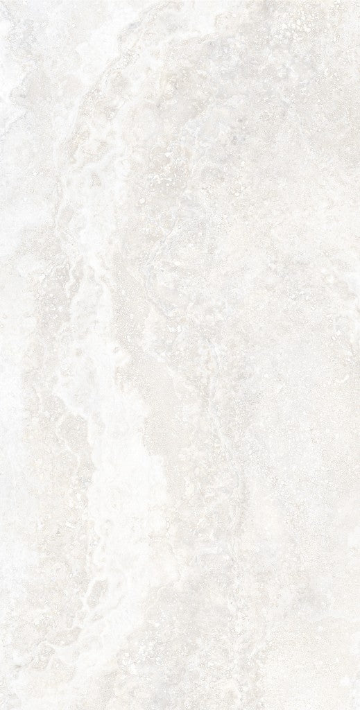 Charleston white travertine-effect matt porcelain wall and floor tile 600x1200mm, main view