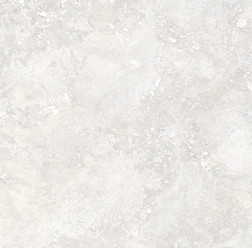 Charleston white travertine-effect matt porcelain 600x600mm tile on a floor