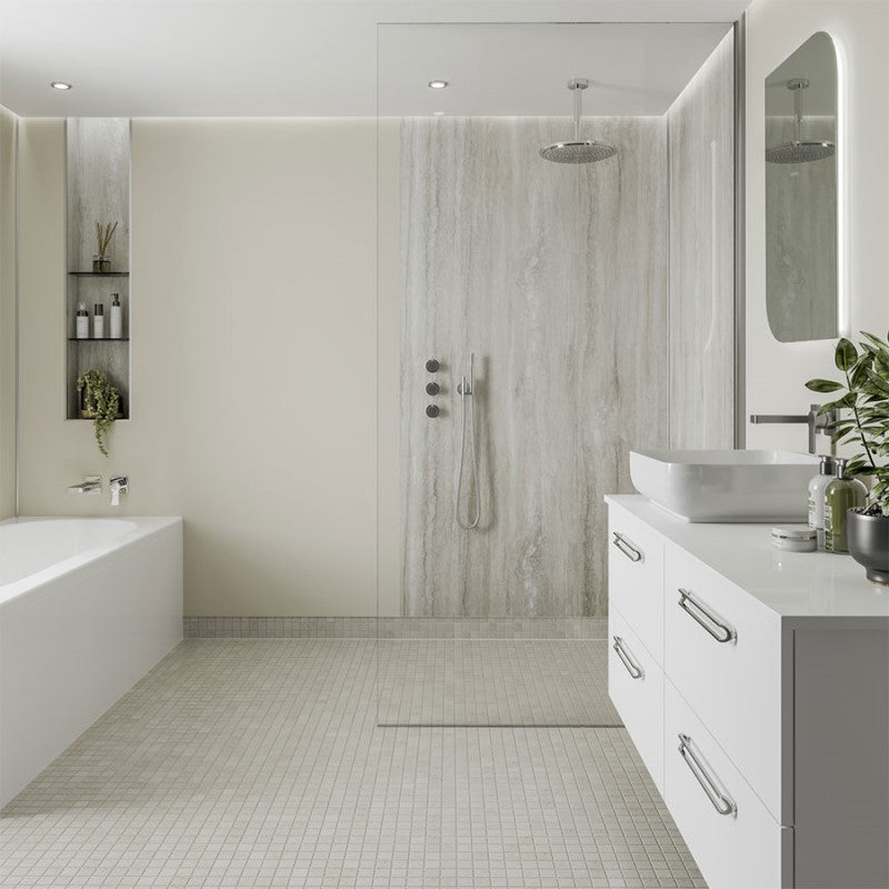 Multipanel Contemporary Jupiter Silver Bathroom Wall Panel – Textured Matt, photo 5