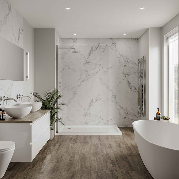 Multipanel Linda Barker Calacatta Marble Bathroom Wall Panel, photo 4