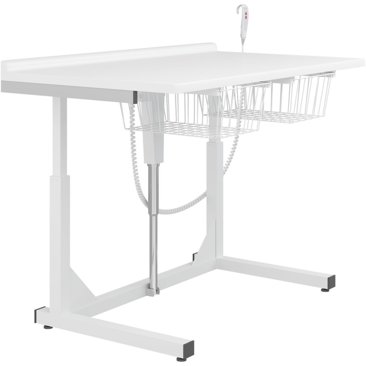Pressalit freestanding daycare changing table with wire baskets