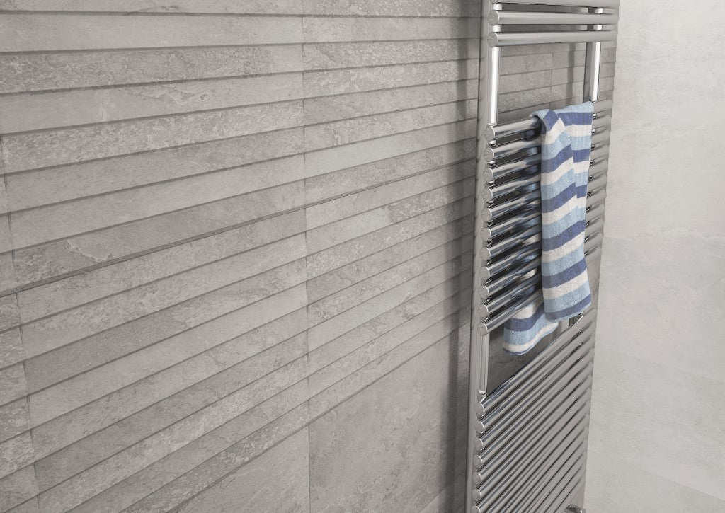 Edgartown grey stone effect matt ceramic wall tile 270x420mm