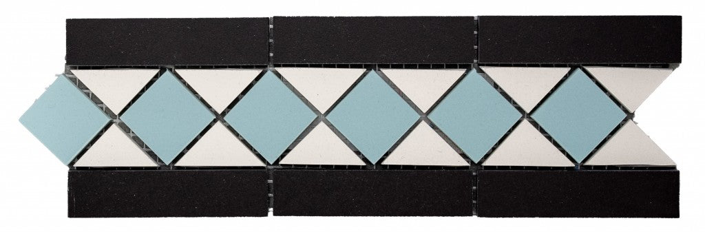 Edisto emerald green Victorian style matt porcelain border floor tile 285x93mm