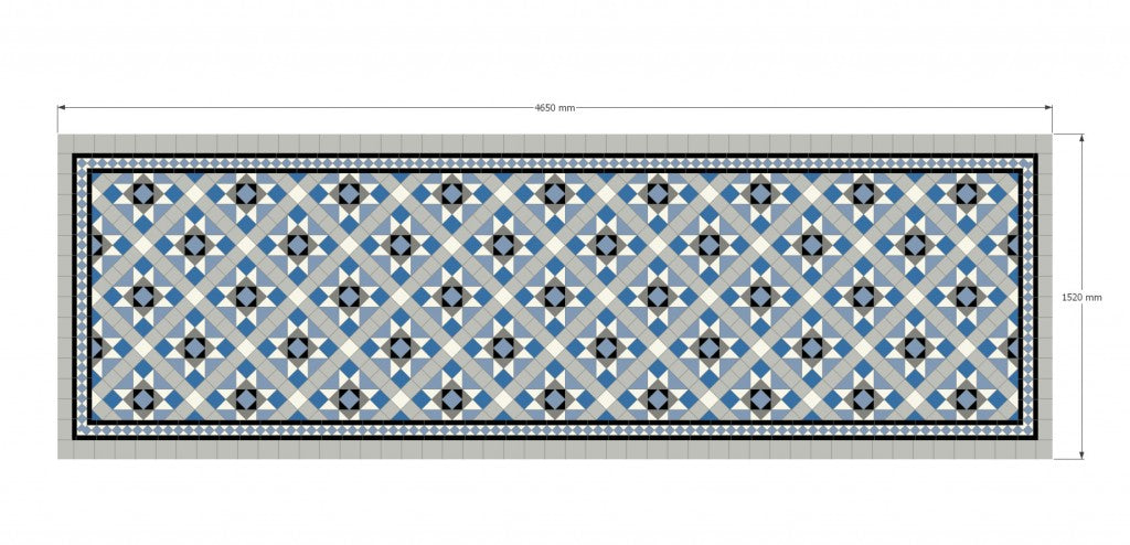 Edisto ocean blue Victorian floor tile pattern detail