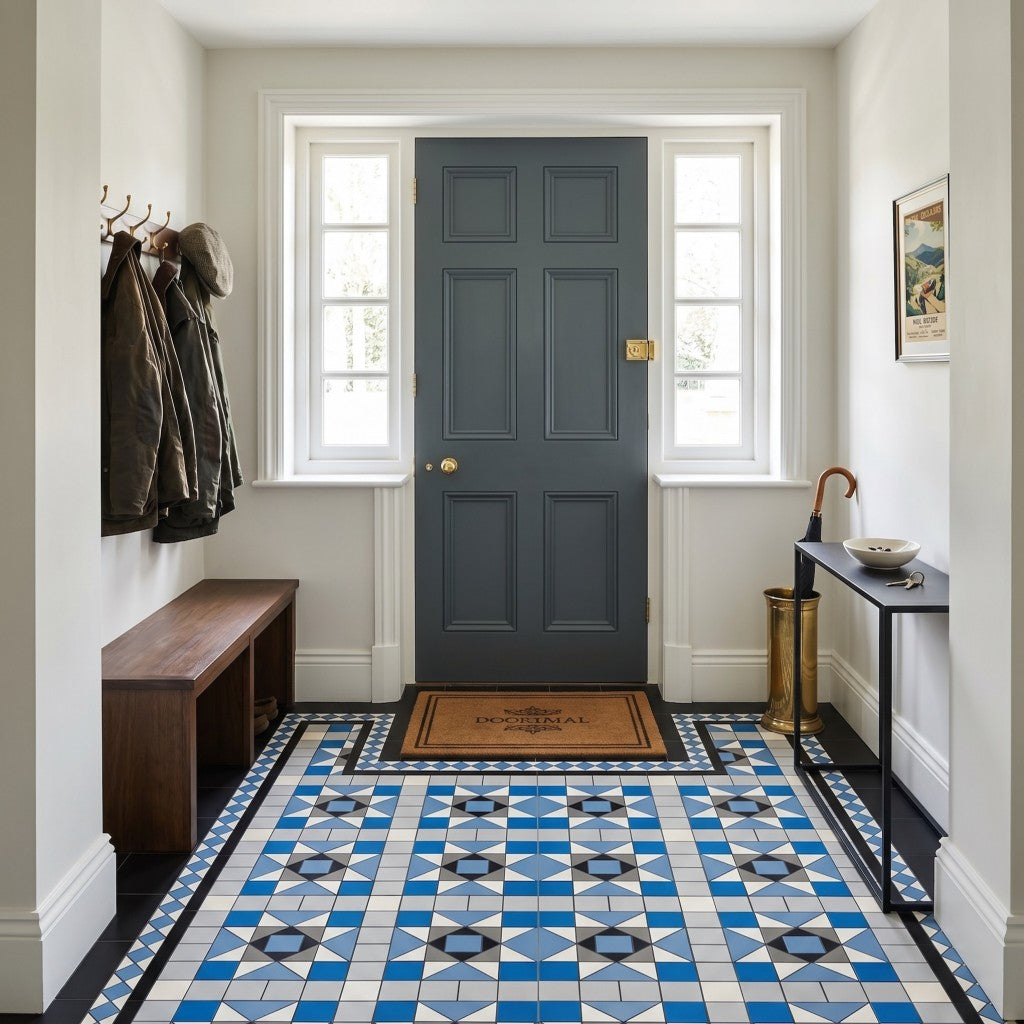 Edisto ocean blue Victorian style porcelain border detail