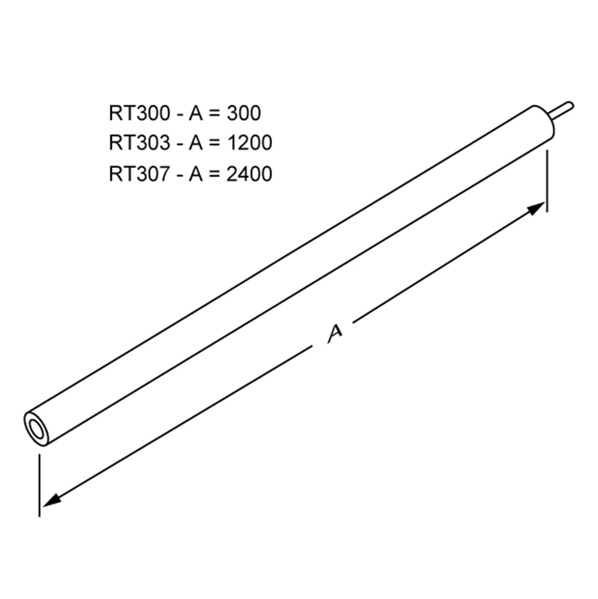 Pressalit PLUS handrail tube piece – dimensions drawing