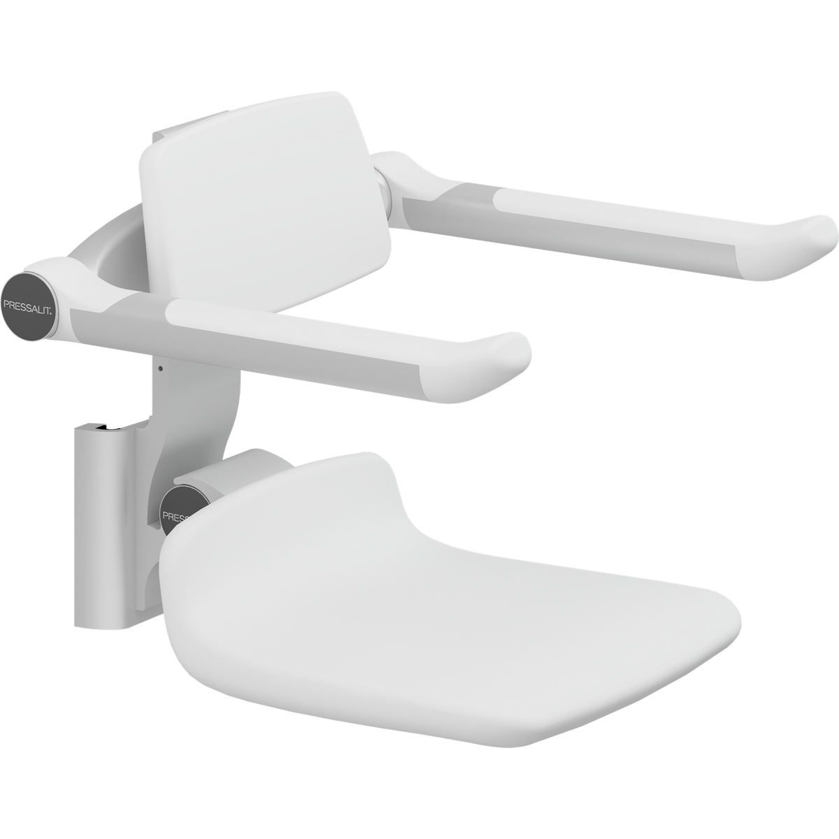 Pressalit PLUS replacement shower seat – 310 mm – Back & Armrests, Standard Seat, White