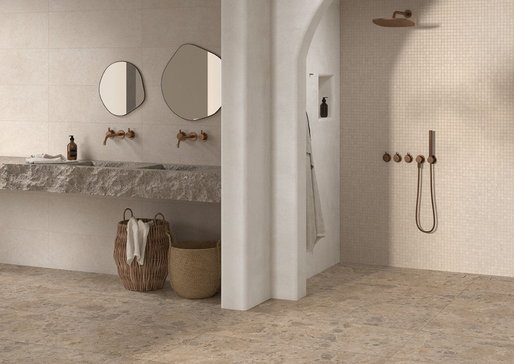 Fairhope Multicolour Mix stone effect matt porcelain wall and floor tile 600x1200mm