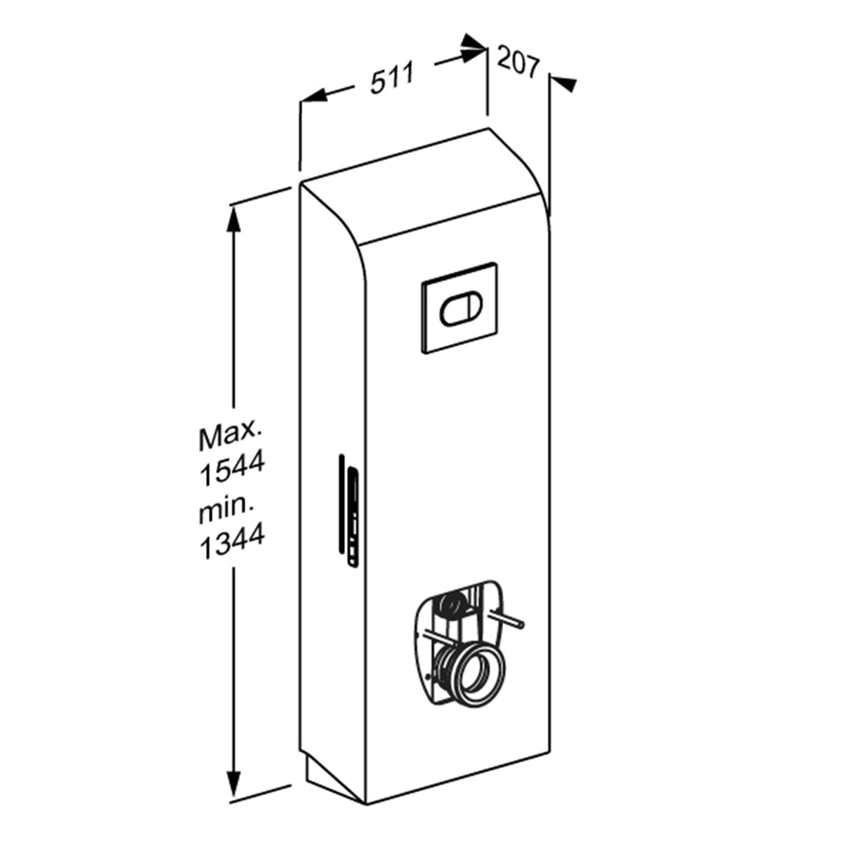Pressalit SELECT TL3 electric dimensions drawing