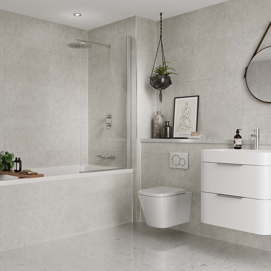 Multipanel Tile White Mineral Large Tile Bathroom Wall Panel 2400 x 598mm – Matt, photo 2